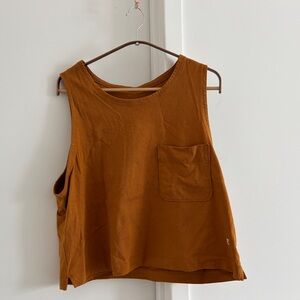 Everlane The Premium Weight Cropped Pocket Tee in Golden Brown Size L